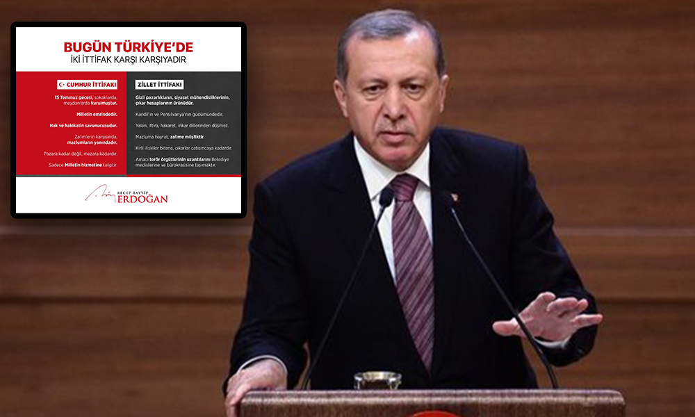 AKP’li Cumhurbaşkanı Erdoğan’dan halkı karşı karşıya getiren paylaşım