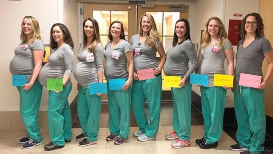 Herkes bu hemşireleri konuşuyor: 9’u birden hamile