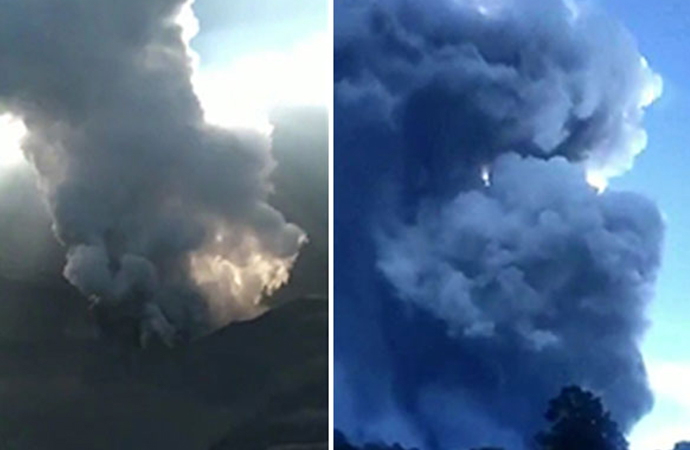 Endonezya’da patlayan yanardağ ve yaşanan panik kameralara böyle yansıdı…