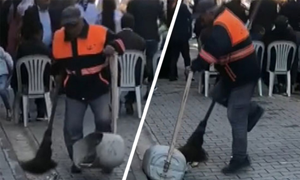 ‘Hem oynadı, hem temizledi!’ Belediye sosyal medyanın gündemine oturan temizlik işçisini bir maaş ikramiye ile ödüllendirecek