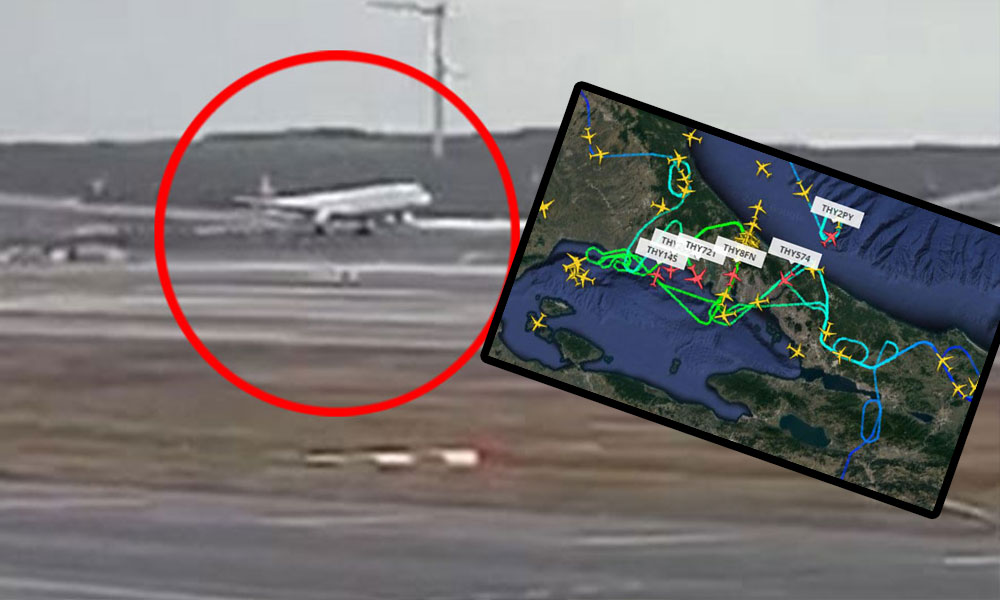 İstanbul Havalimanı’na rüzgar engeli! Uçak tam inerken bakın nasıl pas geçti