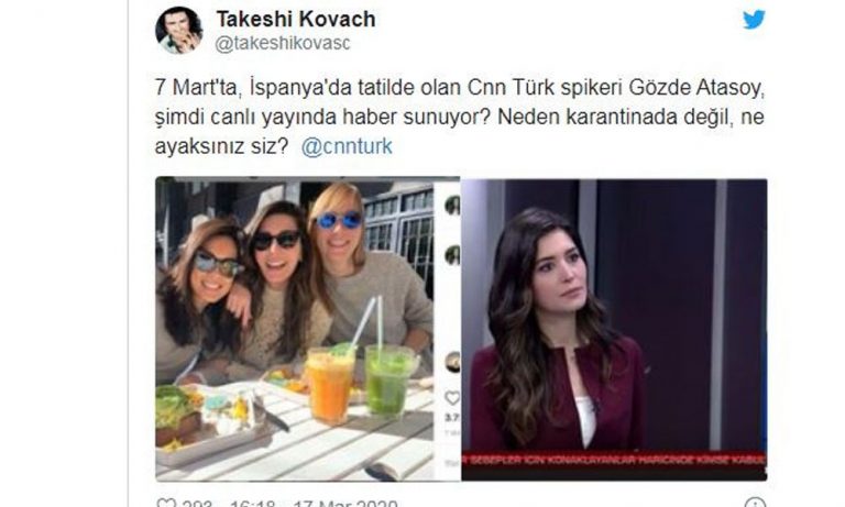 CNN Türk spikeri yurt dışından gelir gelmez yayına çıktı ...