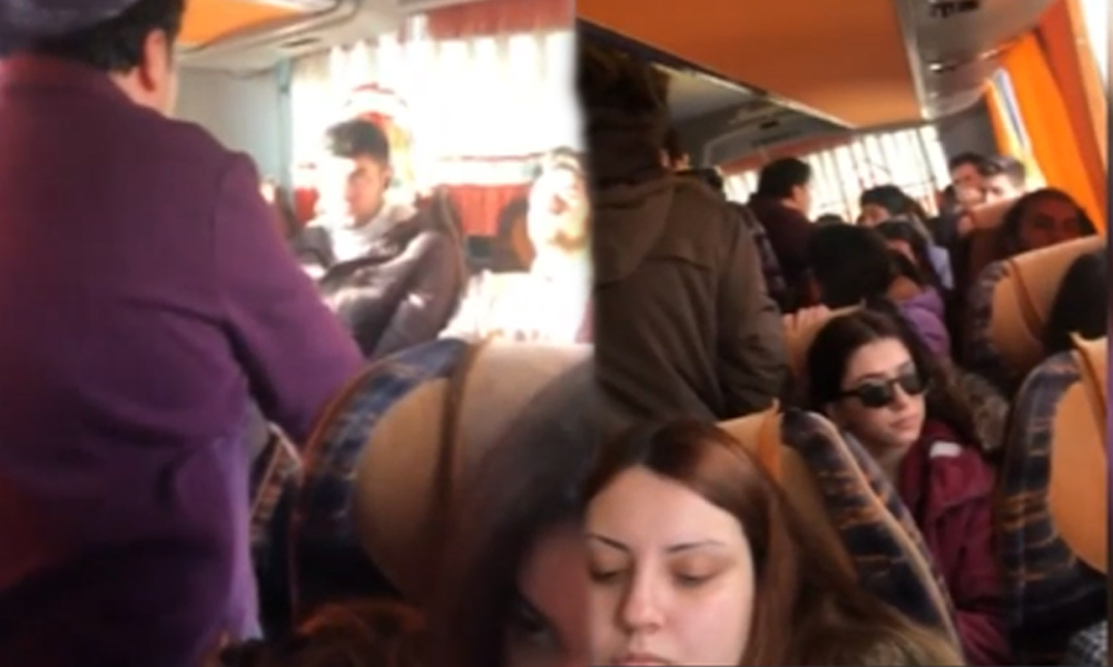 Yolcu otobüsünde öğrencilerle görevliler arasında ücret tartışması