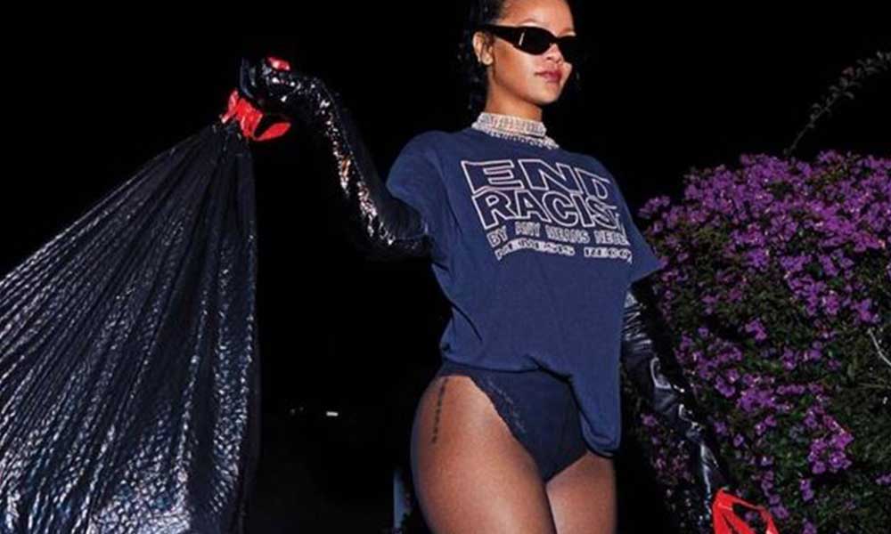 Rihanna çöp atarken poz verdi, tüm dikkati üzerine çekti
