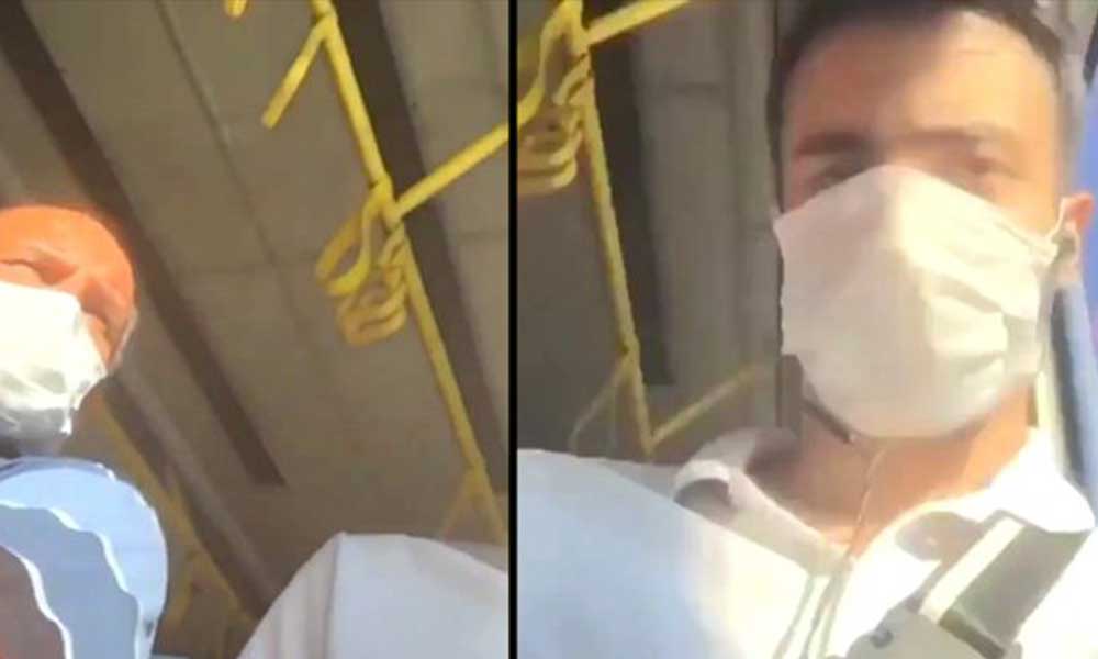 Metrobüste tek sözüyle kavga çıkarmadan maskesini taktırdı