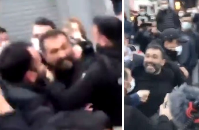 Polis Kadıköy’deki gözaltıları engellemeye çalışan Barış Atay’ın boğazını sıktı