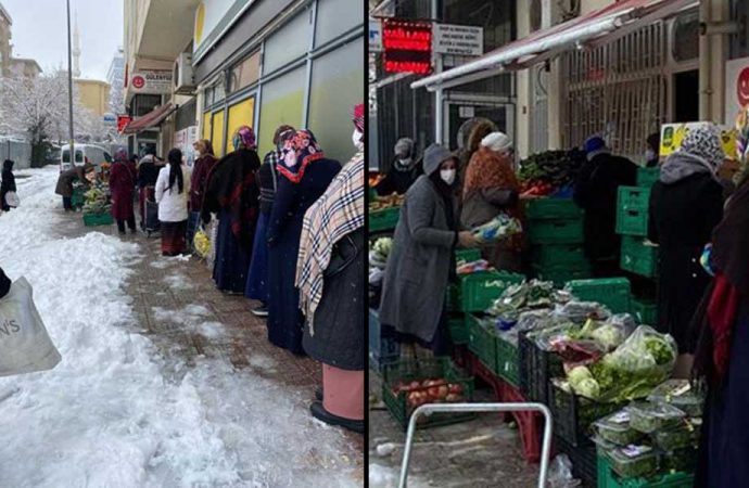 İşte vatandaşın gündemi… Kar altında çürük ama ucuz gıda kuyruğu