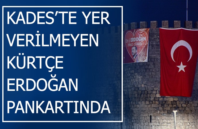 Kürtçe tabelaları söken AKP, Diyarbakır surlarına Kürtçe ‘Erdoğan’ pankartı astı