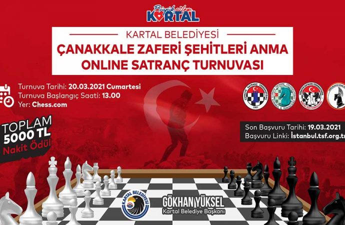 Kartal Belediyesi’nden Çanakkale Zaferi ve Şehitleri Anma Online Satranç Turnuvası