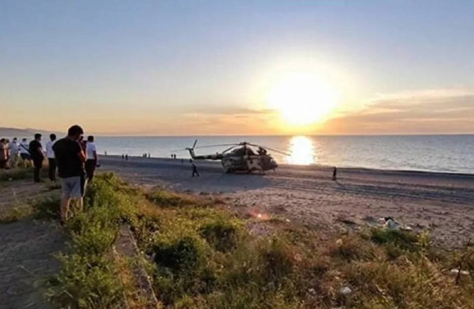 Azerbaycan’a ait askeri helikopter Giresun’a zorunlu iniş yaptı