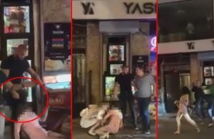 İstanbul’un göbeğinde kadını saçından sürükleyip tekme tokat dövdü
