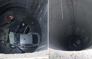 Otomobil 25 metre yüksekliğindeki metro inşaatına düştü: 1 ölü