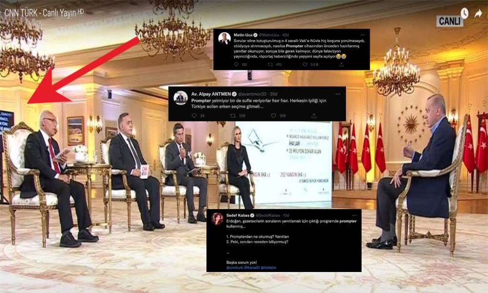 Prompterlı Erdoğan röportajına tepki yağdı