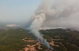 Milas’da orman yangını havadan görüntülendi