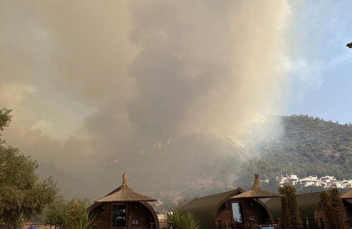 Milas’ta yangın Yeniköy Termik Santrali hattında ilerlemeye devam ediyor