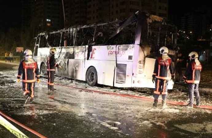 Ankara’da yolcu otobüsü yandı: 1 ölü