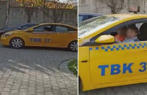 13 yaşında bir çocuk taksi kullanırken görüntülendi!