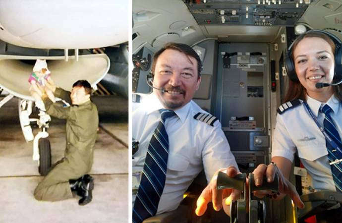 Çocukluk hayali gerçek oldu; pilot olup babasıyla aynı kokpitte uçtu