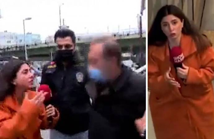 Show TV muhabiri, kendisini taciz eden erkeğe mikrofon uzattı