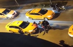 Bir grup taksici yolcuyu sokak ortasında dövdü