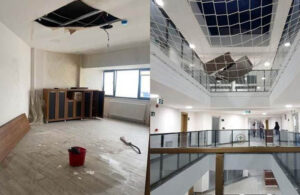 Açılışını Erdoğan’ın yapacağı binanın çatısı çöktü