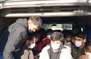 Kontrol için durdurulan minibüsten 28 Afgan uyruklu göçmen çıktı
