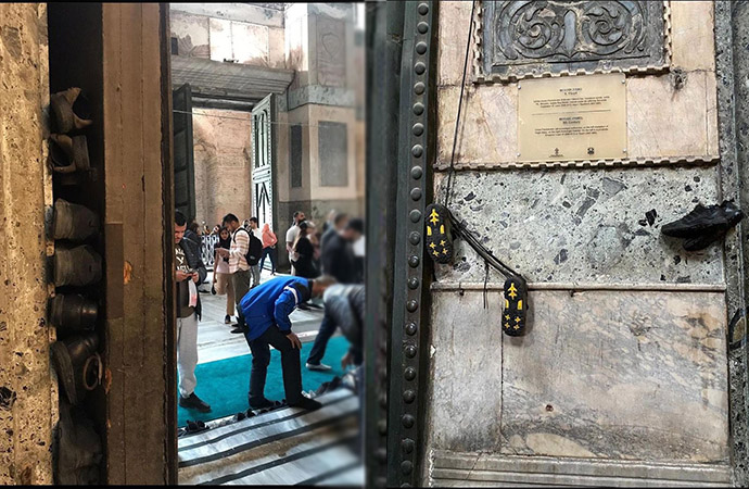 Tarihi kapı tahrip edilmişti! Ayasofya’dan tepki çeken yeni görüntüler