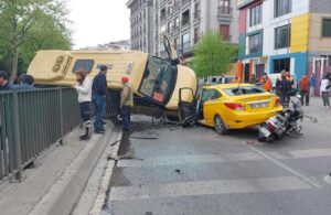 Eyüpsultan’da feci kaza! Karşı şeride geçen minibüs taksiye çarptı