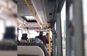 Otobüs şoförünün yaşlı adamı azarladığı anlar kamerada