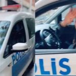 Mülteci polis arabasıyla sokaklarda tur attı