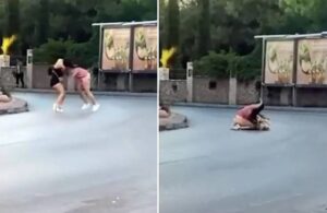 İki kadının saç saça baş başa kavgası kamerada