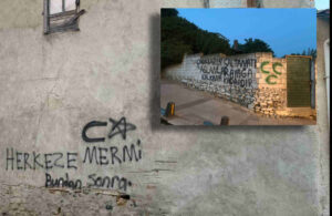 Alevilerin yaşadığı köyün duvarlarına üç hilal ve tehdit yazıları