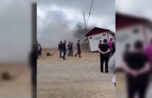 Köylülerin arazi kavgasında prefabrik mescit yakıldı