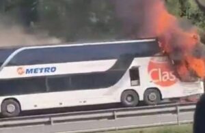 Yolcu otobüsü alev aldı! 74 kişi ölümden döndü