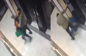 Baygınlık geçiren kadını dövüp asansöre sürükledi