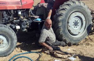 Traktörünün altında kalan çiftçi böyle kurtarıldı