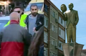 Atatürk Anıtı’na balta ile saldırdı! Gözaltı sırasında yurttaşlar saldırgana tepki gösterdi