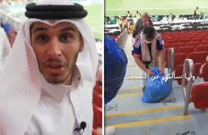 Japon taraftarların çöp temizlemesine Katarlı taraftarın tepkisi gündem oldu