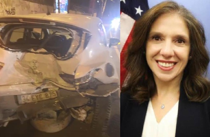 ABD İstanbul Başkonsolosu’nun eşi kaza yaptı! Resmi plakalı araç pert oldu