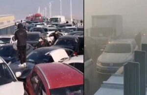 Yoğun sis ve buzlanma nedeniyle 400 araç birbirine girdi