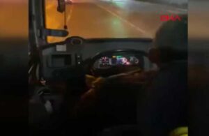 Halk otobüsü şoförü seyir halinde dizi izledi