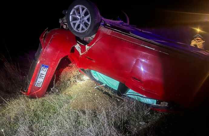 ‘Araç içi acil çağrı sistemi’ ile tespit edilen kazada takla atan aracın sürücüsü öldü