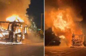 İETT otobüsü TEM Otoyolu’nda alev alev yandı!