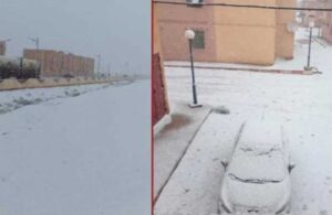 Cezayir’de çöle kar yağdı
