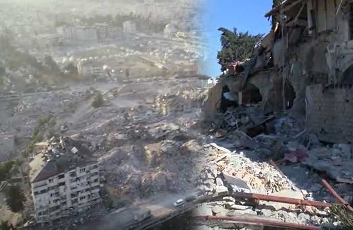 Depremin yıktığı Antakya havadan görüntülendi