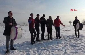 Kuraklık endişesi yaşayan Erdişliler kar yağınca halaylı kutlama yaptı