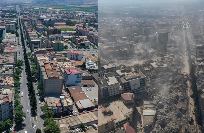 Bir şehir neredeyse yok oldu! İşte depremden önce ve sonra Kahramanmaraş