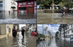 Depremden etkilenen İskenderun’da caddeler su altında