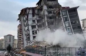 Depremde ilk 3 katı çöken 12 katlı bina kontrollü şekilde yıkıldı