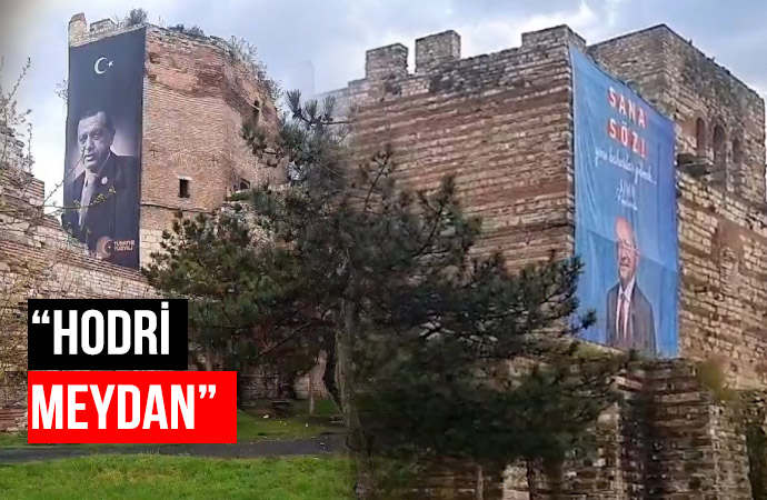 Yasak olmasına rağmen indirilmeyen Erdoğan posterine CHP’den ‘mütekabiliyet’ hamlesi